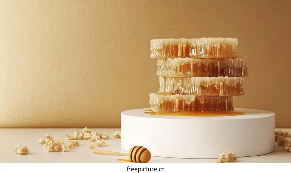 Honeycomb Stacked on a White Pedestal