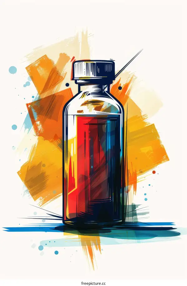 Artistic illustration of a medicine bottle