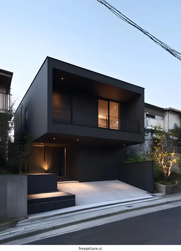 Modern Black House Exterior Design with Minimalist Architecture