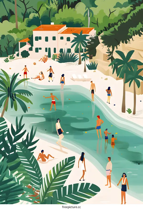 Summer Vacation Tropical Beach Illustration