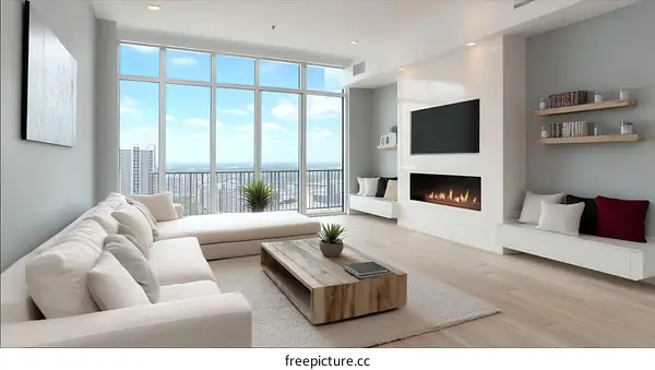 Modern Luxury Living Room with City View
