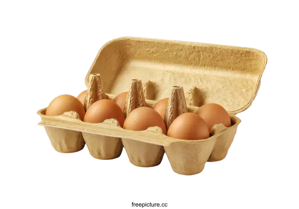 [Transparent Background PNG]Recycled Cardboard Egg Carton with Eggs