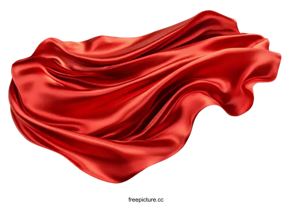 [Transparent Background PNG]Red Satin Fabric Flowing