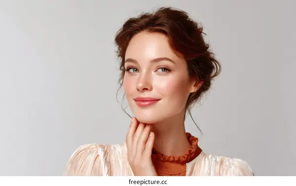 Closeup Beauty Portrait of a Caucasian Woman