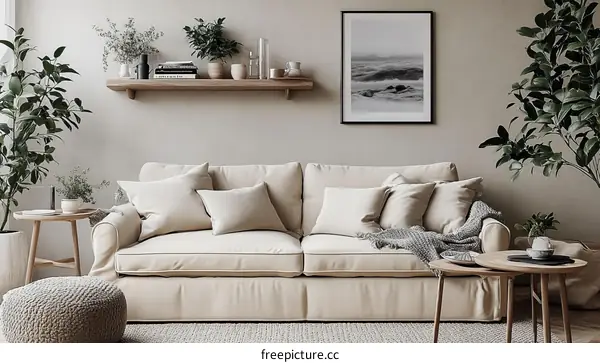 Modern Beige Living Room Interior Design