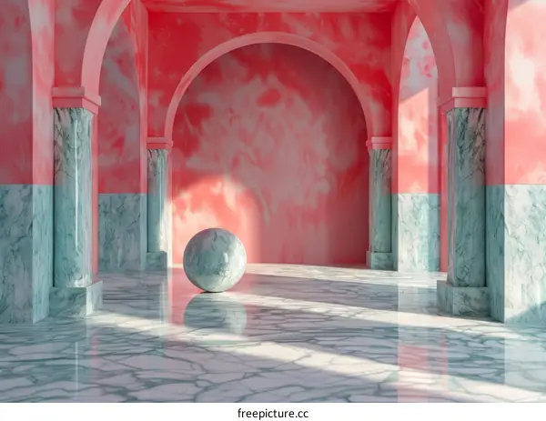 Stylish Pink and Teal Marble Archway Interior Design