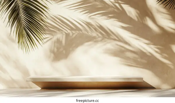 Beige Minimalist Product Display with Palm Leaf Shadows