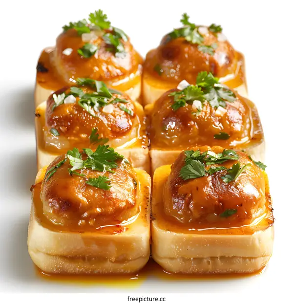 Grilled Scallops on Toast with Parsley Garnish