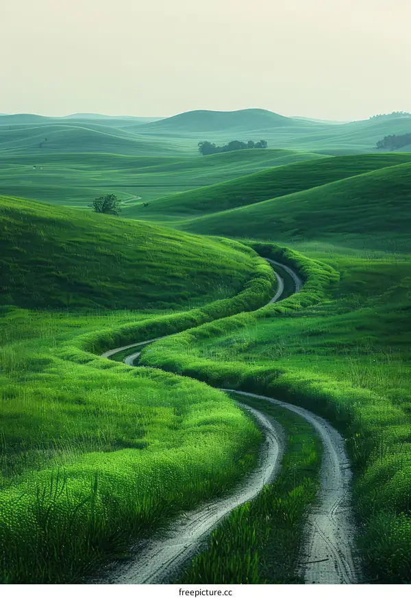 Winding Road Through Verdant Hills