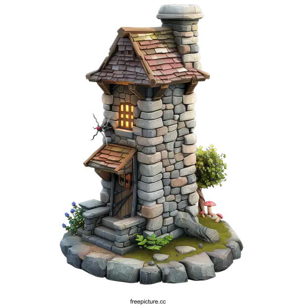 [Transparent Background PNG]Fantasy Stone Tower House