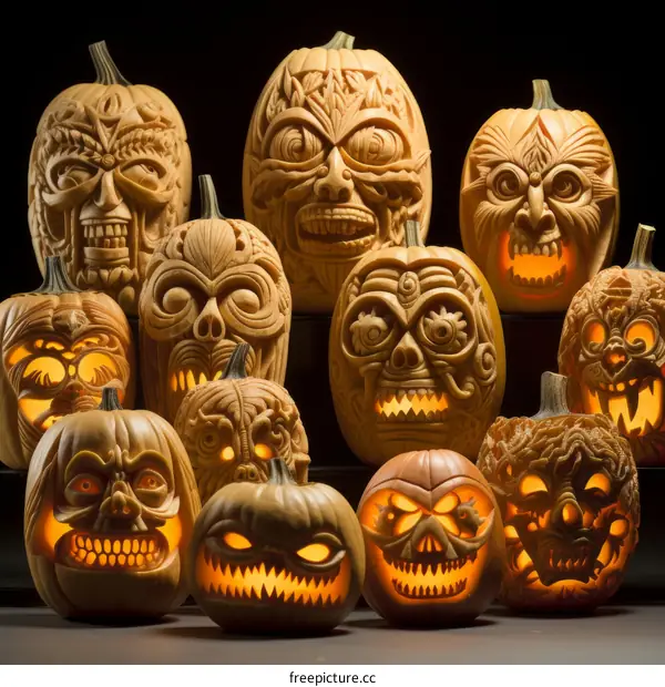 Spooky Pumpkin Carvings: Intricate and Detailed Halloween Art