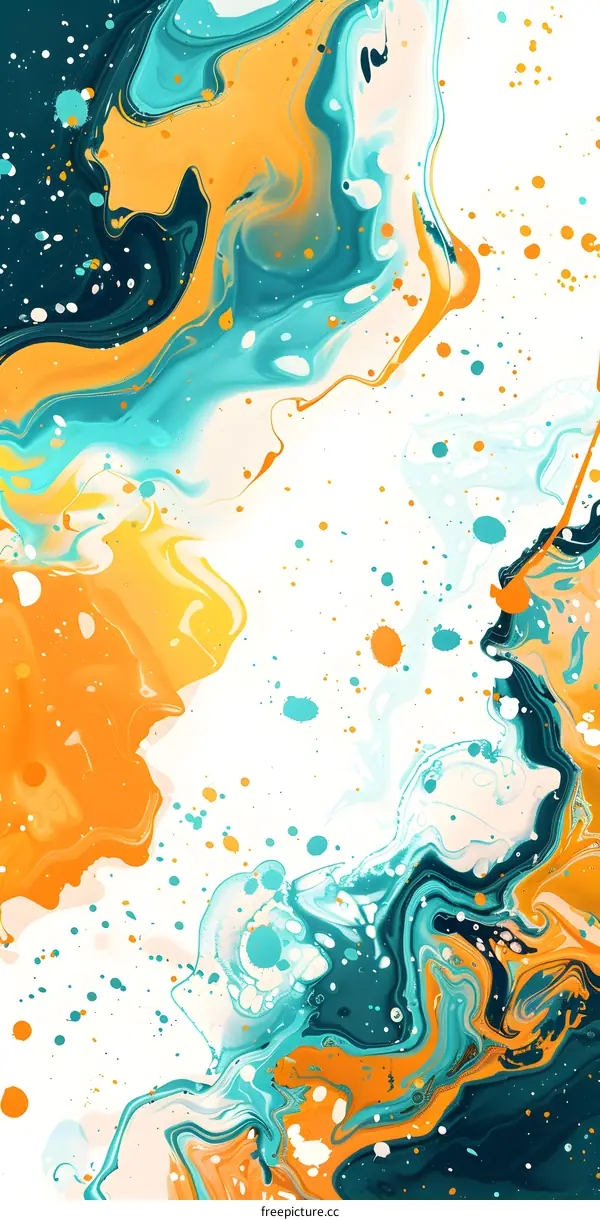 Abstract Blue and Orange Swirls Painting