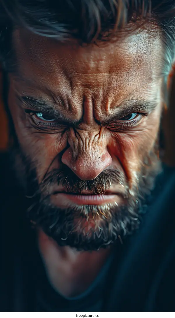 Closeup Portrait of a Man with a Frowny Face