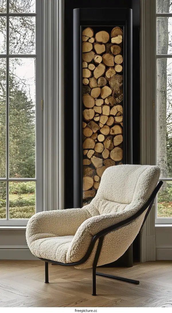 Modern Cream Wool Armchair in a Luxurious Room
