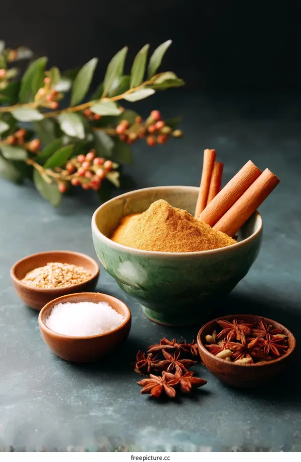 Assorted Spices and Herbs in Bowls