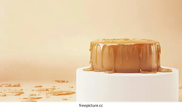 Caramel Cake on a White Pedestal