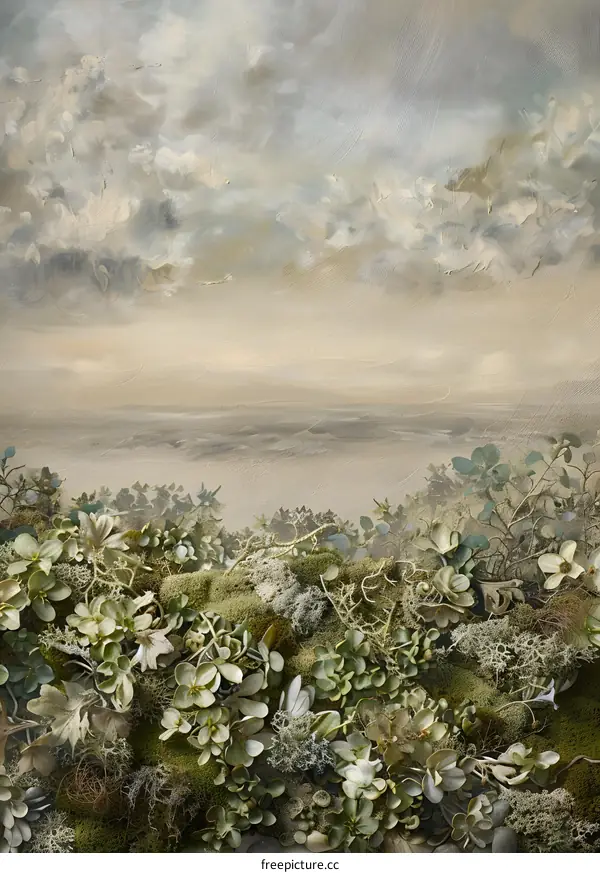 Abstract Landscape Painting with Green and Brown Colors