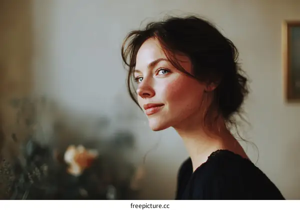 Close-up Portrait of a Woman with a Thoughtful Expression