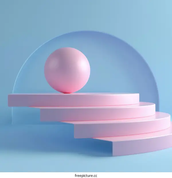 Abstract Pink Sphere on Blue Podium