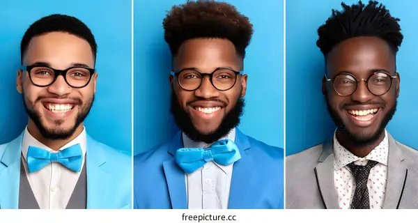 Smiling Men in Suits and Bowties