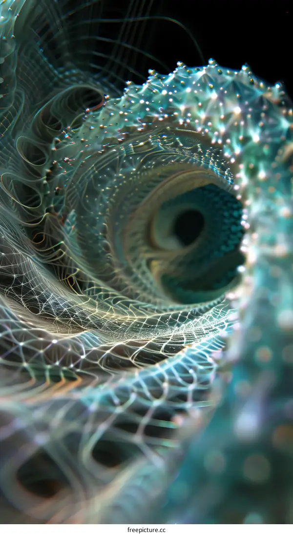 A glowing blue and green spiral