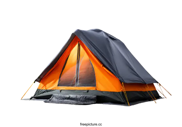 [Transparent Background PNG]Orange and Grey Camping Tent against White Background