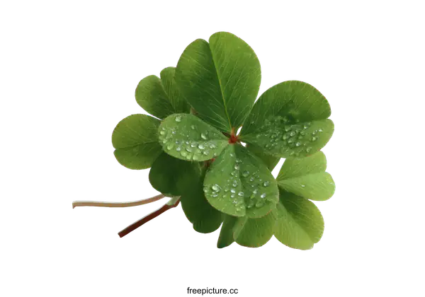 [Transparent Background PNG]Lucky Clover with Water Droplets