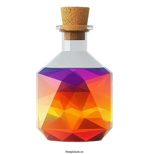 [Transparent Background PNG]Colorful Geometric Glass Bottle Illustration