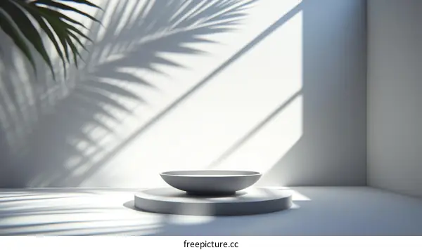 Empty Display Podium with Palm Shadow