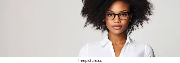 African American Woman Wearing Glasses Portrait