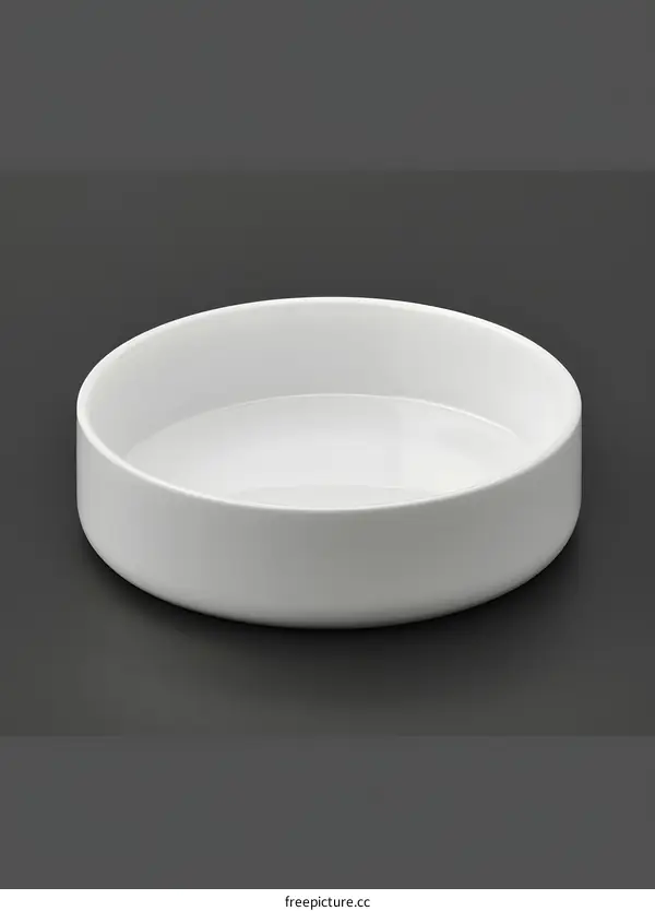White Ceramic Bowl Isolated on Gray Background
