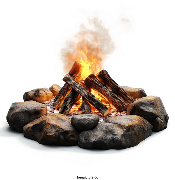 [Transparent Background PNG]Campfire in a Stone Circle