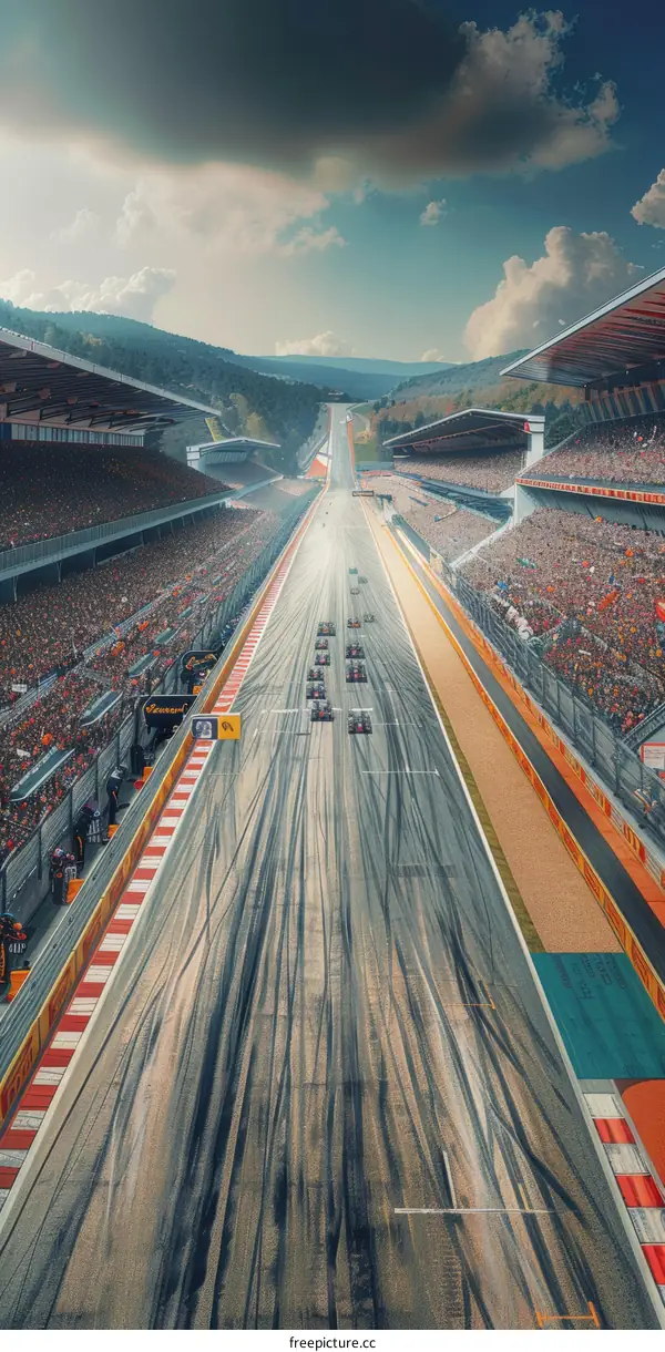 Formula One Cars Speeding on the Track