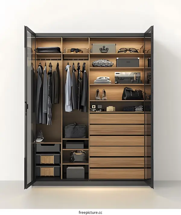 Modern Closet Design with Glass Doors and Interior Storage