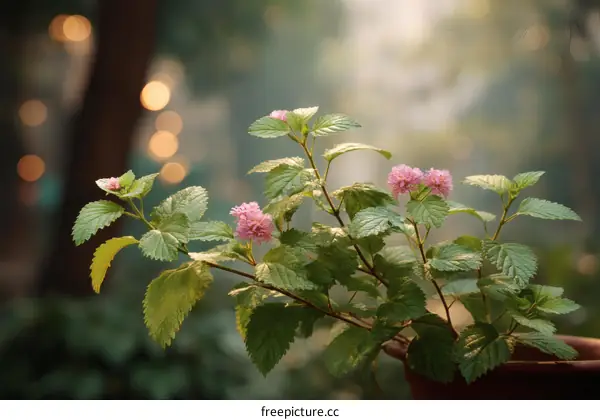 Delicate Pink Flowers in a Potted Plant