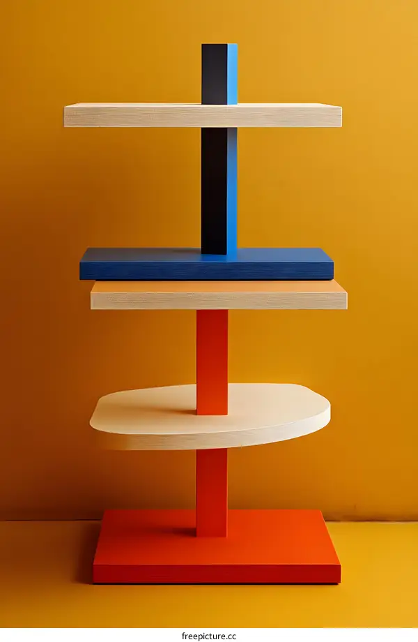 Abstract Geometric Shelf Design with Colorful Blocks