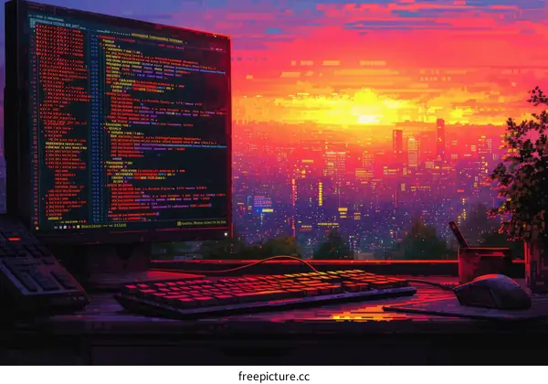 A coder's dream: coding with a beautiful sunset view