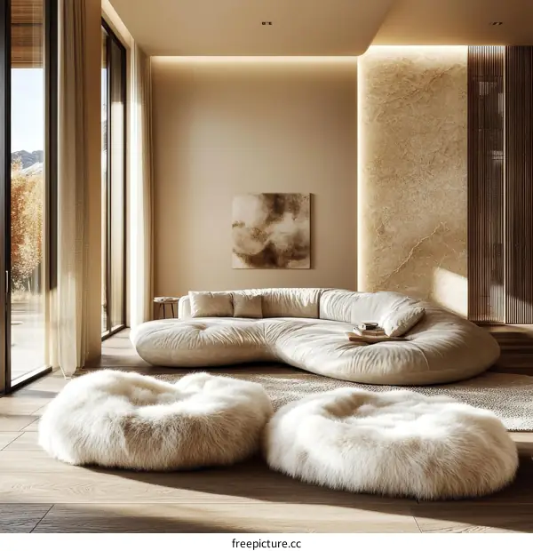 Modern Beige Living Room Interior Design