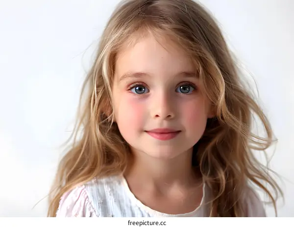 Portrait of a young girl with long blonde hair