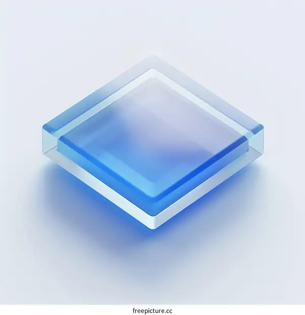 3D rendering of a blue translucent cube