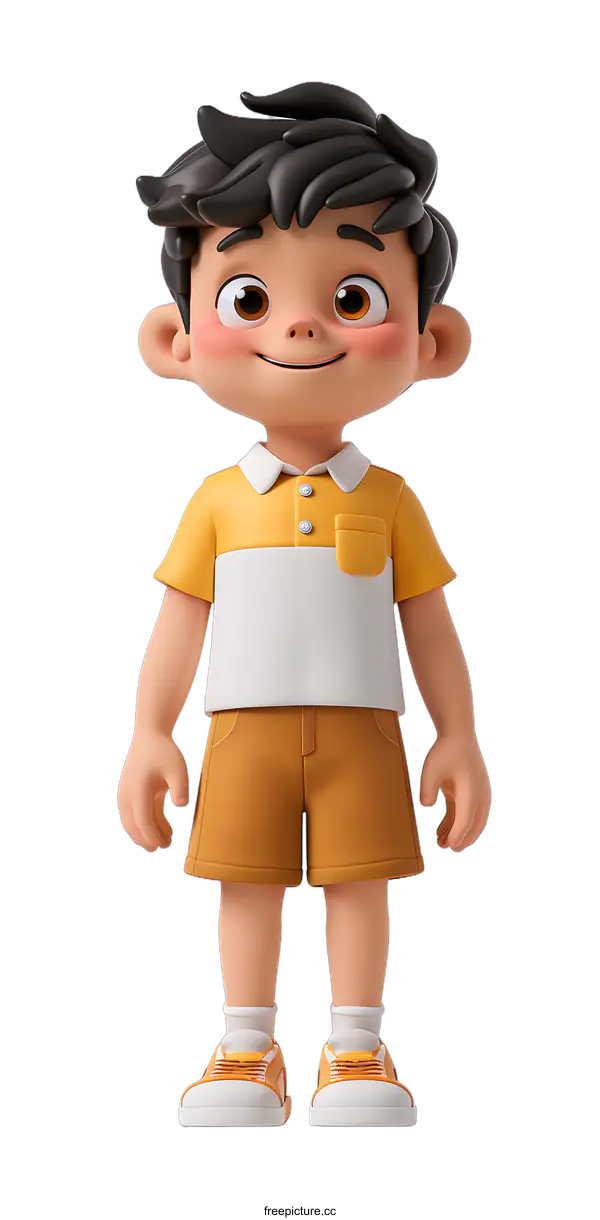 [Transparent Background PNG]3D rendering of a cute cartoon boy
