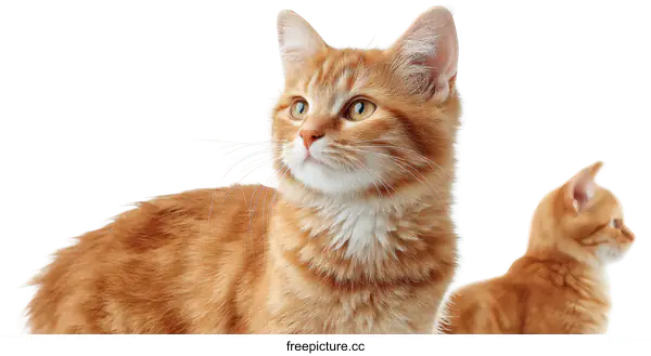 [Transparent Background PNG]Adorable Orange Tabby Kittens on White Background