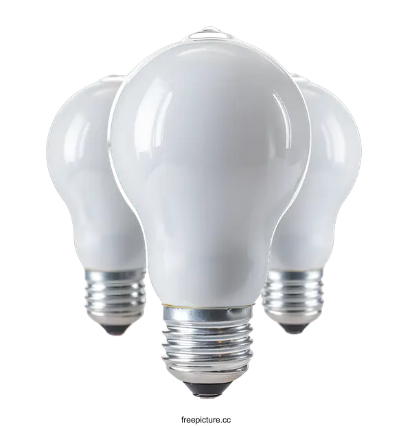 [Transparent Background PNG]Three White Light Bulbs on White Background