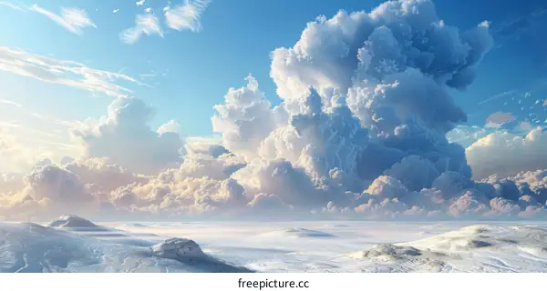 Snow-Covered Mountains and a Blue Sky Landscape