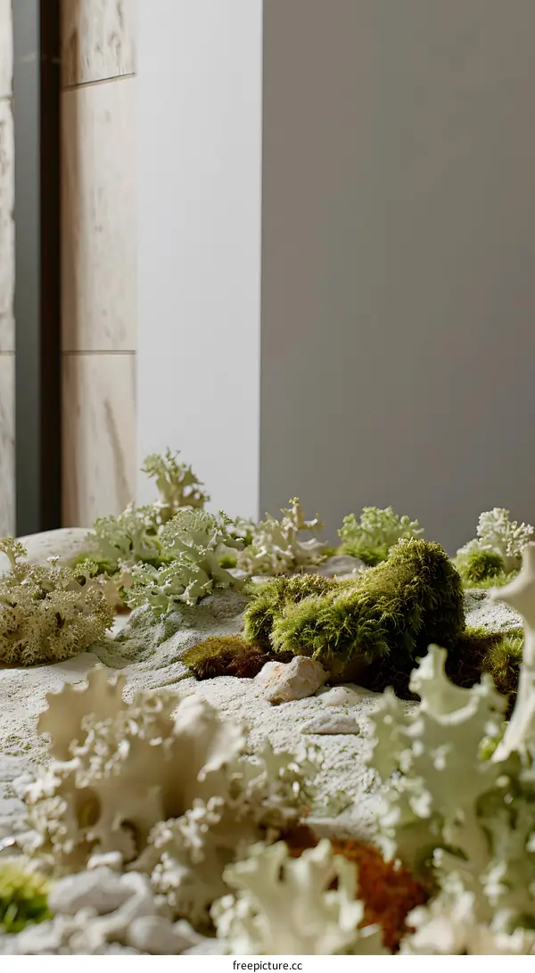 White and Green Moss Landscape