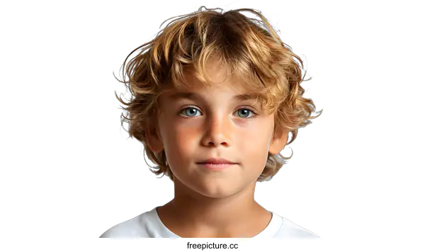 [Transparent Background PNG]Portrait of a boy with blond hair and blue eyes