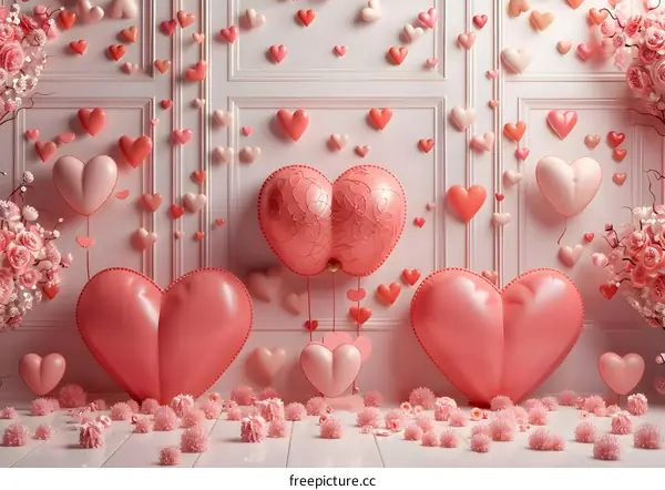 Pink love heart wall