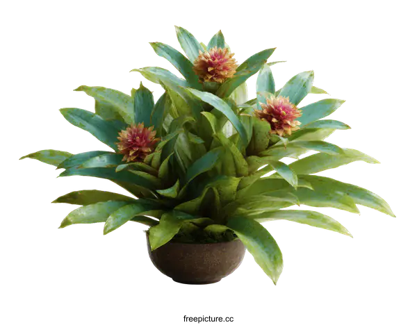 [Transparent Background PNG]Beautiful Bromeliad Plant in Pot