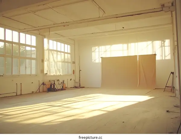 Empty Room with Large Windows and Sunbeams