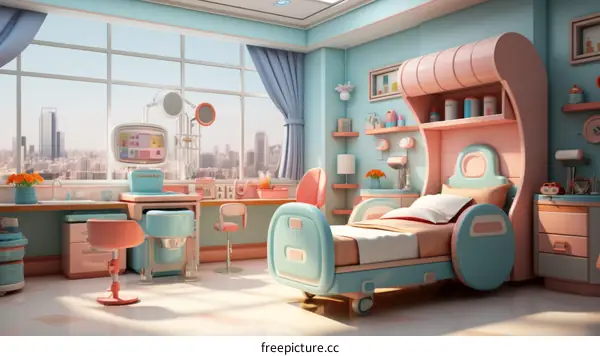 A Modern Hospital Room With City View